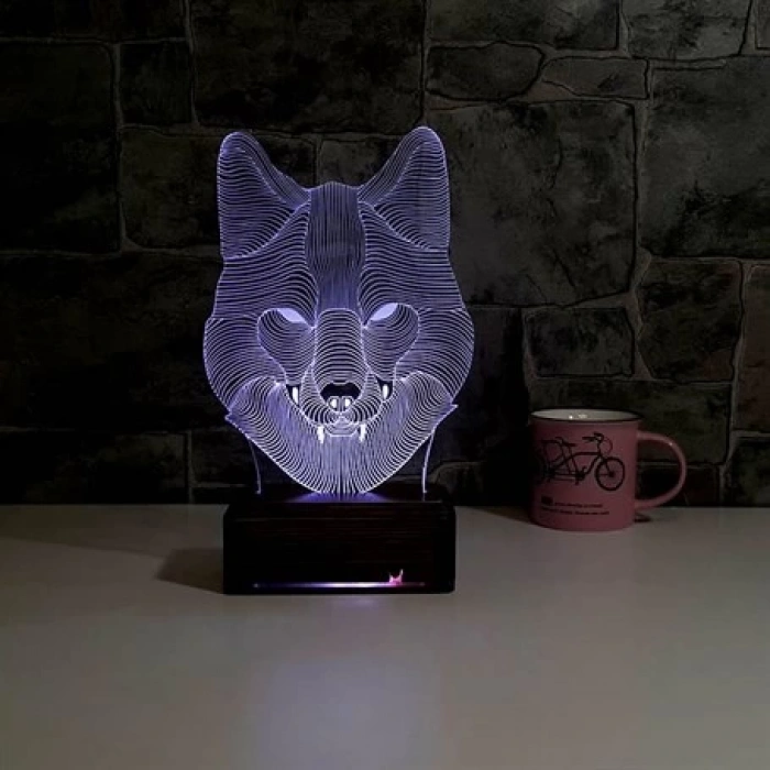 3D Kurt Kafası Led Lamba PL LMB 39