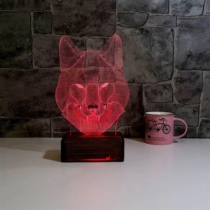 3D Kurt Kafası Led Lamba PL LMB 39