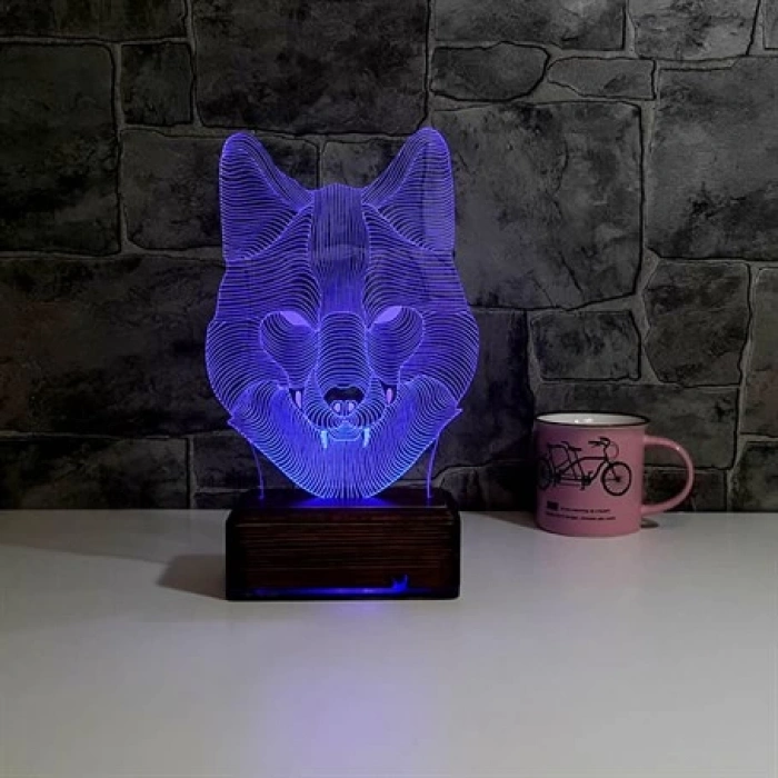 3D Kurt Kafası Led Lamba PL LMB 39