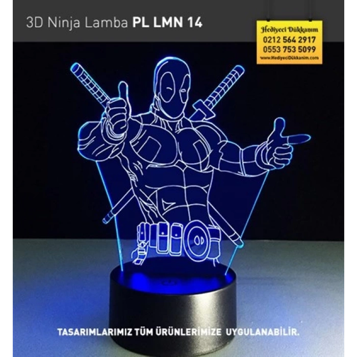 3D Ninja Savaşçı Led Lamba PL LMB 14