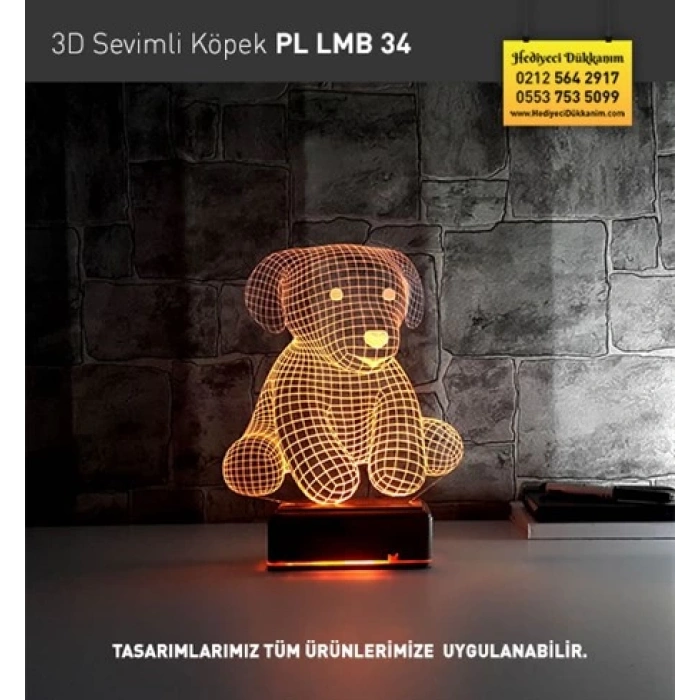 3D Sevimli Köpek Led Lamba PL LMB 34