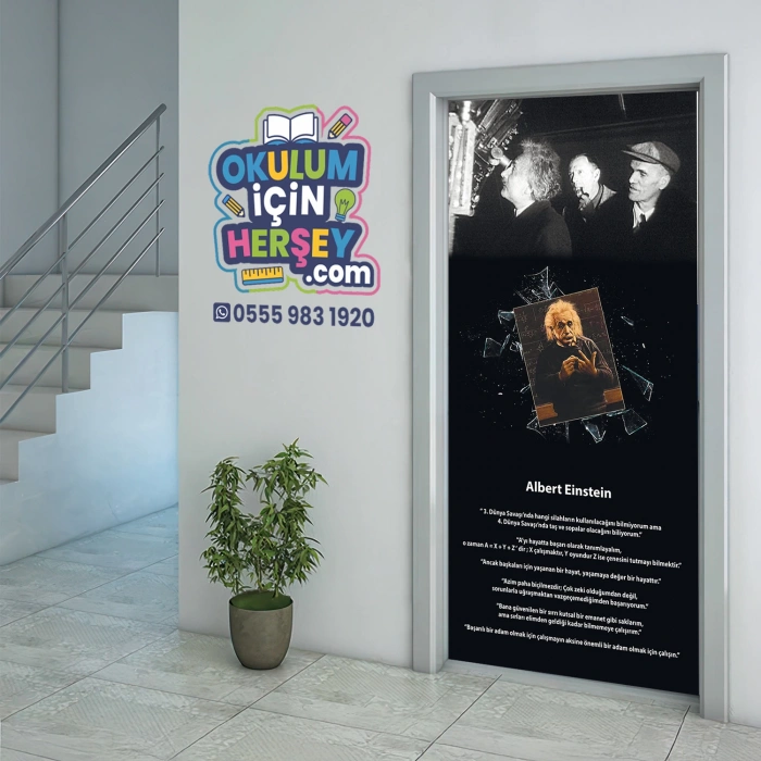 Albert Einstein Bilim İnsanları Kapı Giydirme 49
