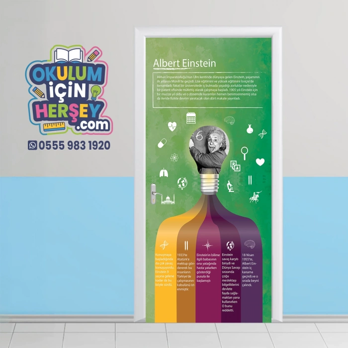 Albert Einstein Bilim İnsanları Kapı Giydirme 53