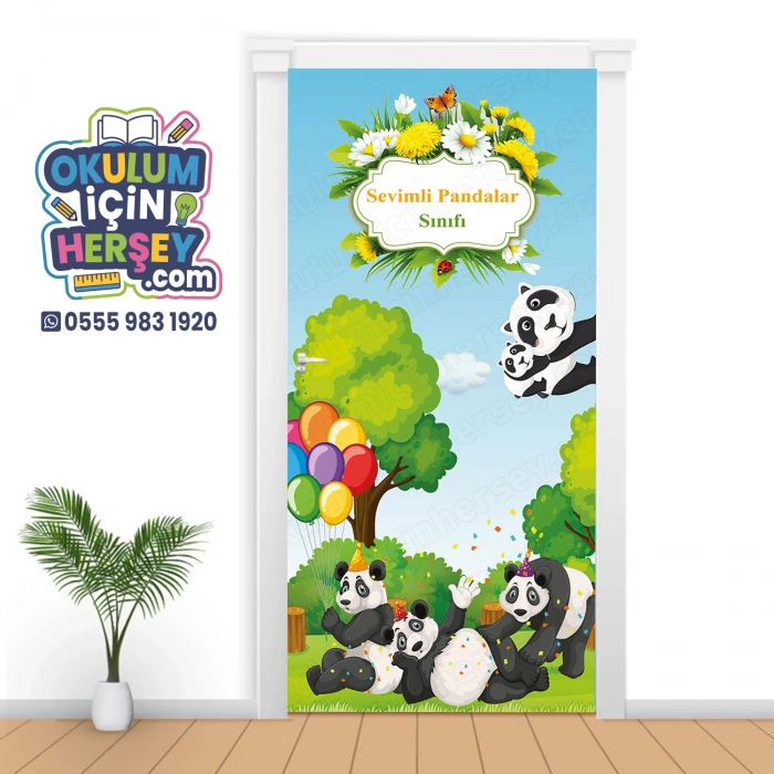 Anasınıfı Sevimli Pandalar Sınıfı Kapı Giydirme 213