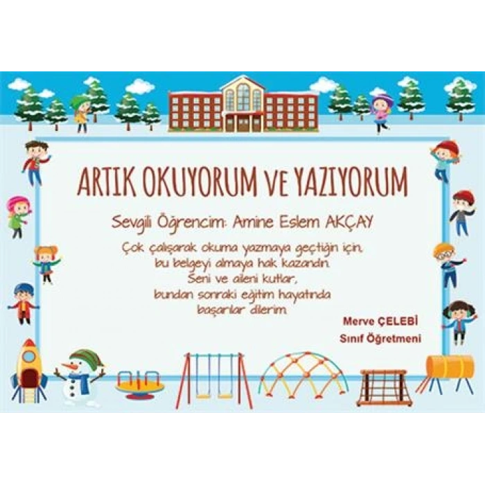 Artık Okuyorum ve Yazıyorum Belgesi OYB 1