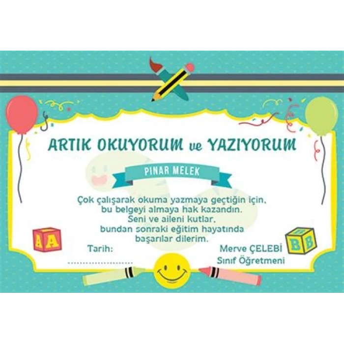 Artık Okuyorum ve Yazıyorum Belgesi OYB 2