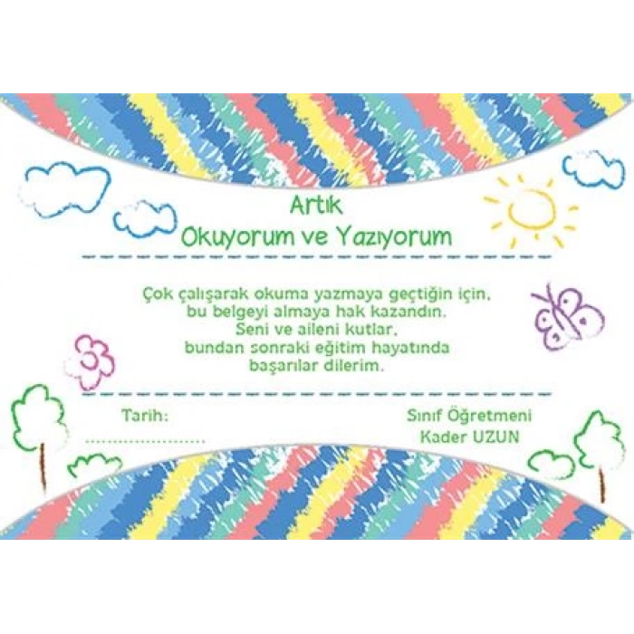 Artık Okuyorum ve Yazıyorum Belgesi OYB 4