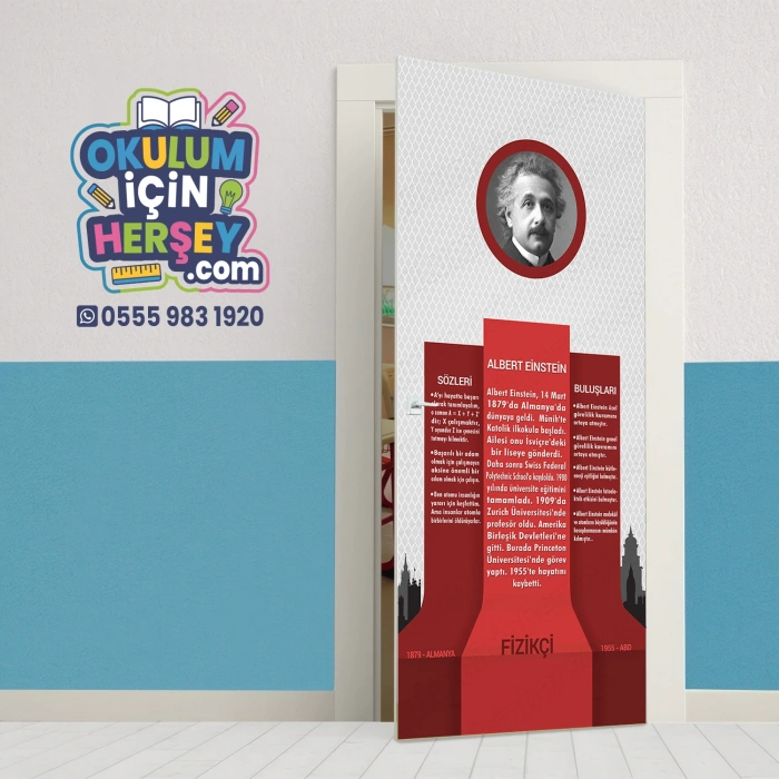 Bilim İnsanları Albert Einstein Kapı Giydirme 19