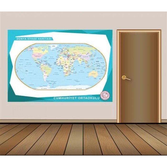 Dünya Siyasi Haritası Duvar Giydirme 001