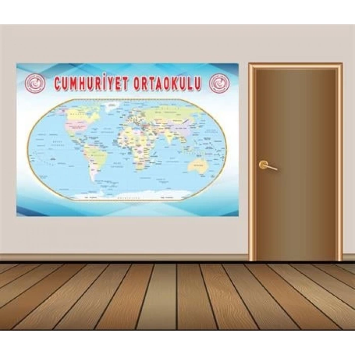 Dünya Siyasi Haritası Duvar Giydirme 002