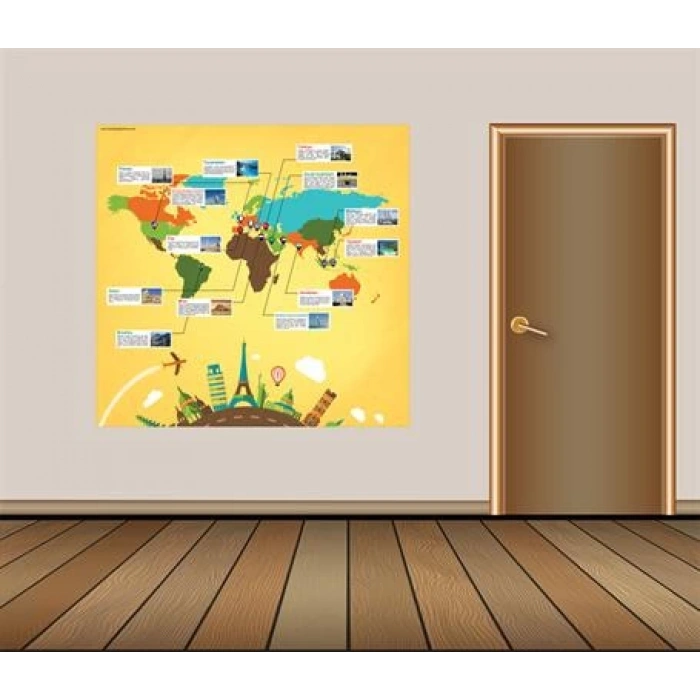 Dünya Turizm Haritası Duvar Giydirme 005