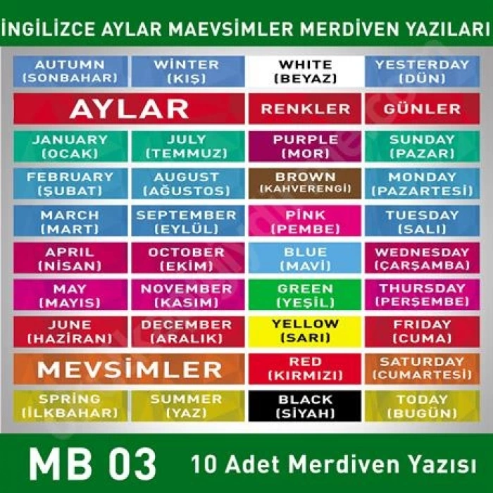 İngilizce Aylar Mevsimler MB 003
