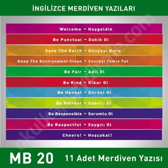 Merdiven Basamakları İngilizce Türkçe MB 020