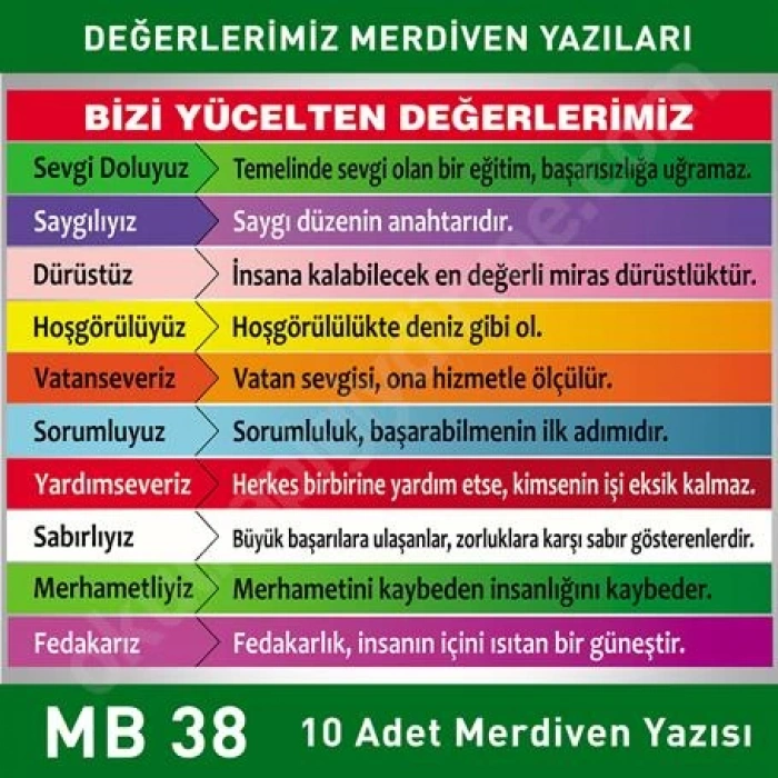 Merdiven Yazıları Değerlerimiz MB 038
