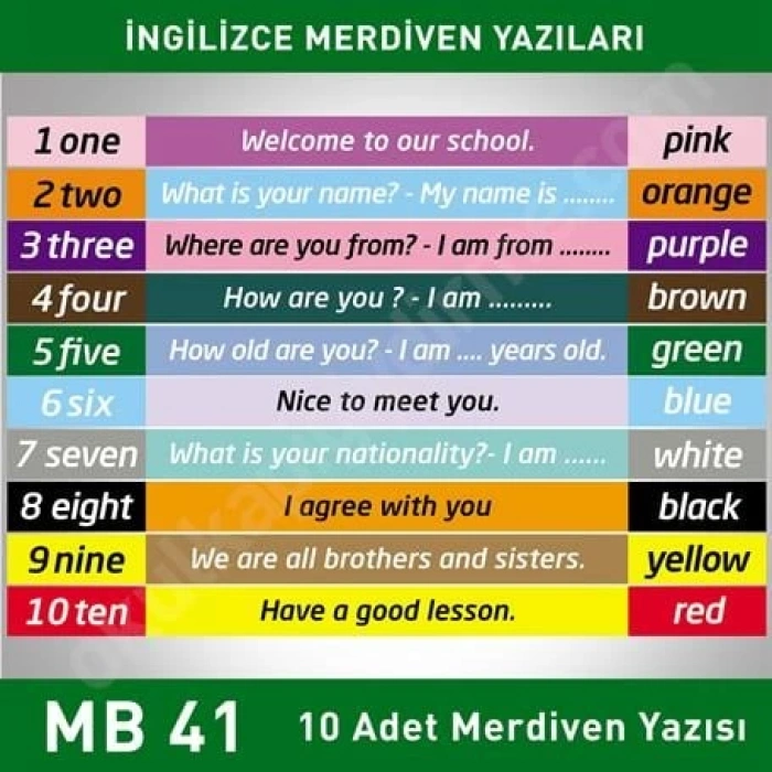 Merdiven Yazıları İngilizce MB 041