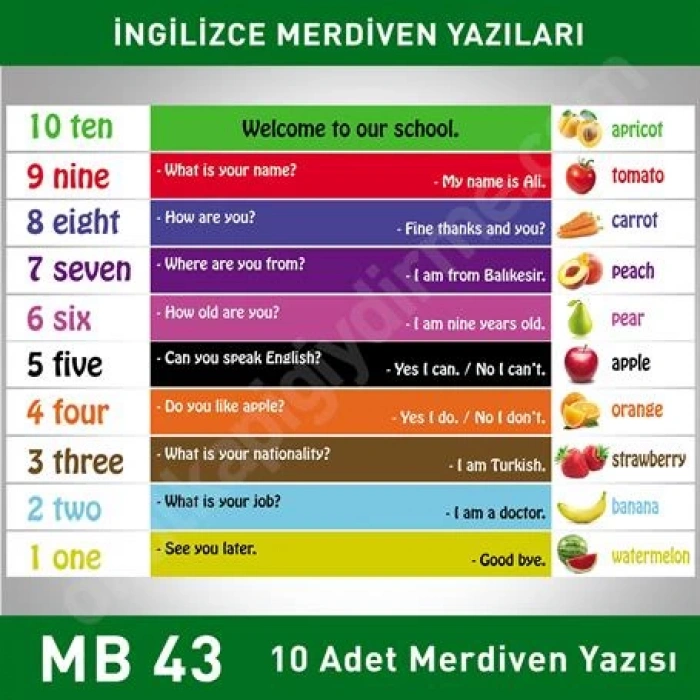 Merdiven Yazıları İngilizce MB 043