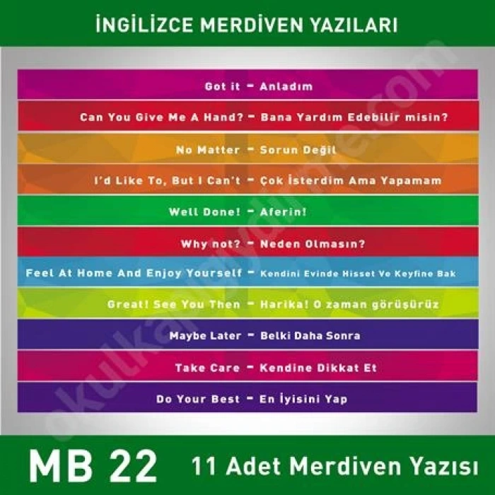 Merdiven Yazıları İngilizce Türkçe MB 022