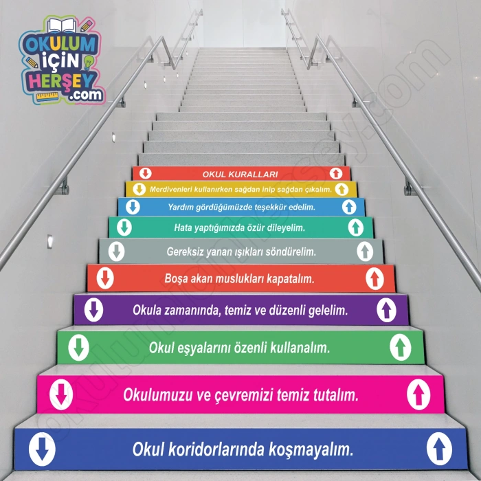 Okul Kuralları Merdiven Yazıları 051