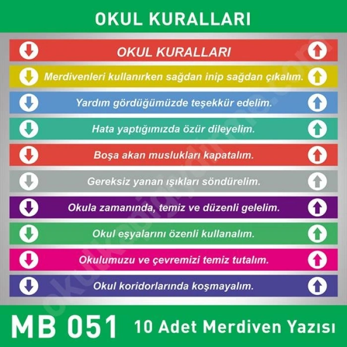 Okul Kuralları Merdiven Yazıları 051