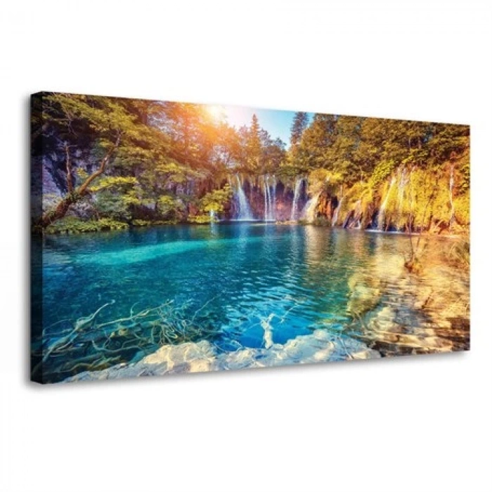 Su ve Dağ Doğa Manzarası Kanvas Tablo