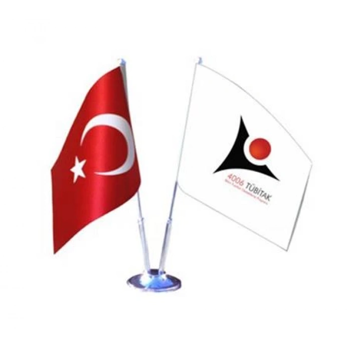 Türk Bayrağı ve Tübitak Logolu İkili Masa Bayrak Takımı TBTLMB 01