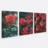 Kırmızı Güller 3lü Duvar Tablo Seti