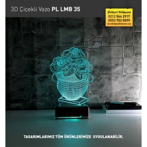 3D Çiçekli Vazo PL LMB 35