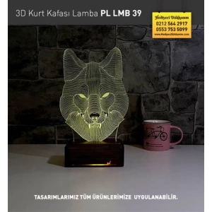 3D Kurt Kafası Led Lamba PL LMB 39