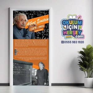 Albert Einstein Bilim İnsanları Kapı Giydirme 90