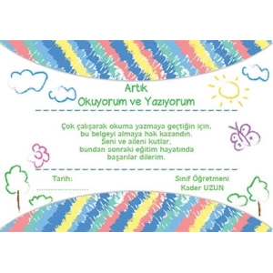 Artık Okuyorum ve Yazıyorum Belgesi OYB 4