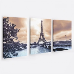 Eyfel Kulesi 3lü Duvar Tablo Seti