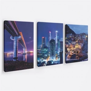 Şehir Fotoğrafılı 3lü Duvar Tablo Seti