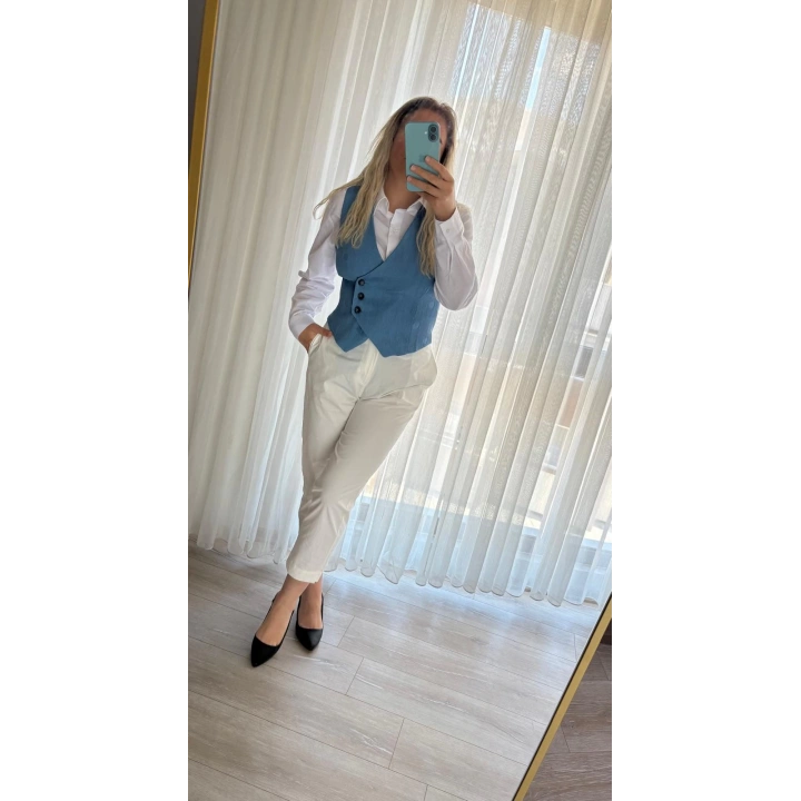 Belinaybutik Mavi Modern Yelek