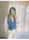 Belinaybutik Mavi Modern Yelek