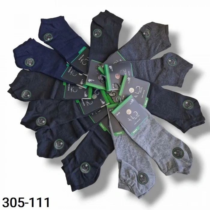 Aldano Gezen Bambu Erkek Dikişsiz Patik Çorap (12 çift Karışık) 305-111