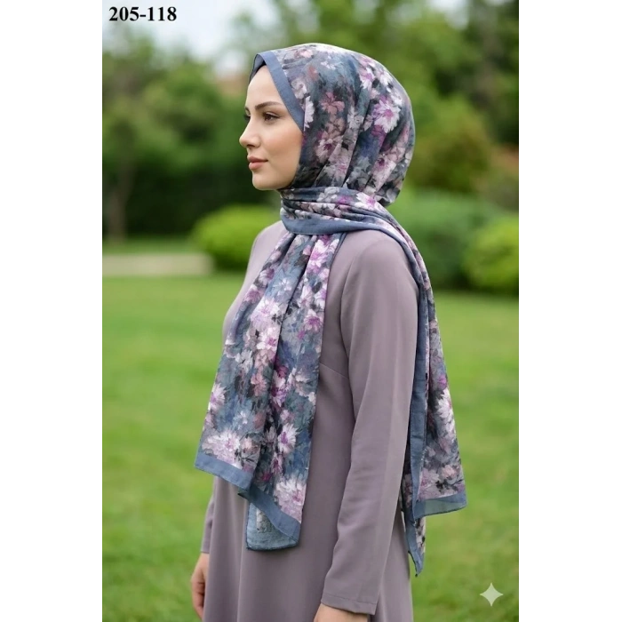 Belinda Scarf Bambu Kraş Pamuk Şal (İndigo) 205-118