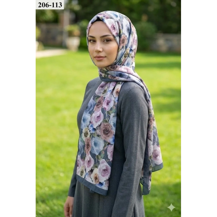 Belinda Scarf Bambu Kraş Pamuk Şal (İndigo) 206-113