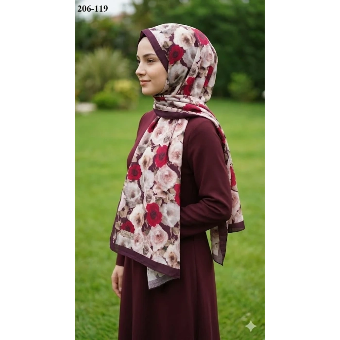 Belinda Scarf Bambu Kraş Pamuk Şal (Mürdüm) 206-119