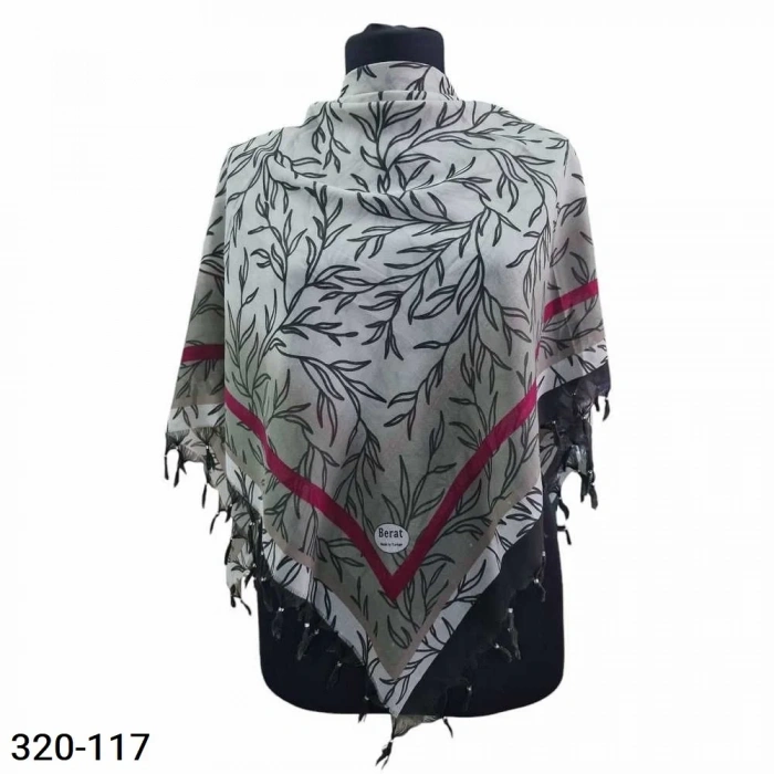 Berat Desenli Sökme Boncuklu Eşarp 320-117
