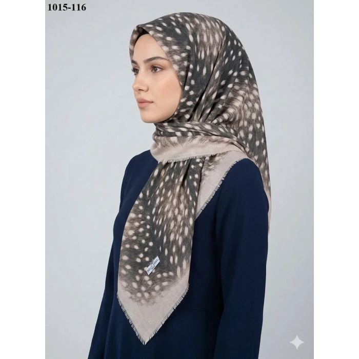 Dolce Cool Desenli Flamlı Pamuk Eşarp 1015-116
