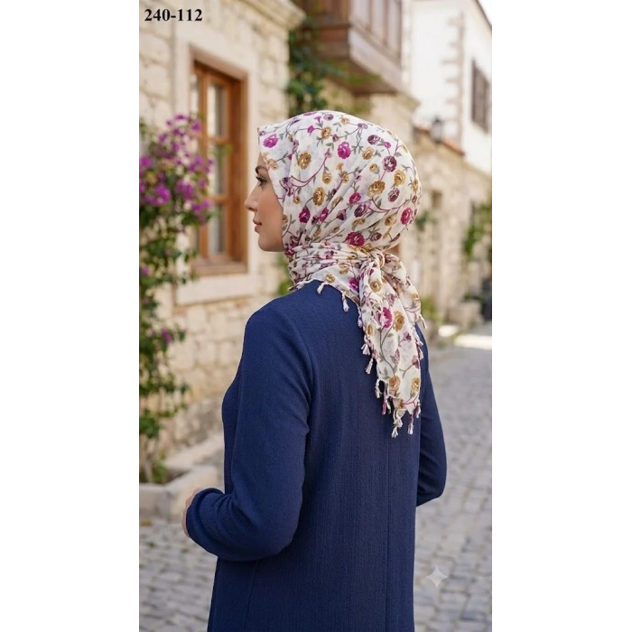 Dolce Life Desenli Sökme Boncuklu Eşarp 240-112