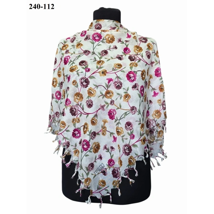 Dolce Life Desenli Sökme Boncuklu Eşarp 240-112