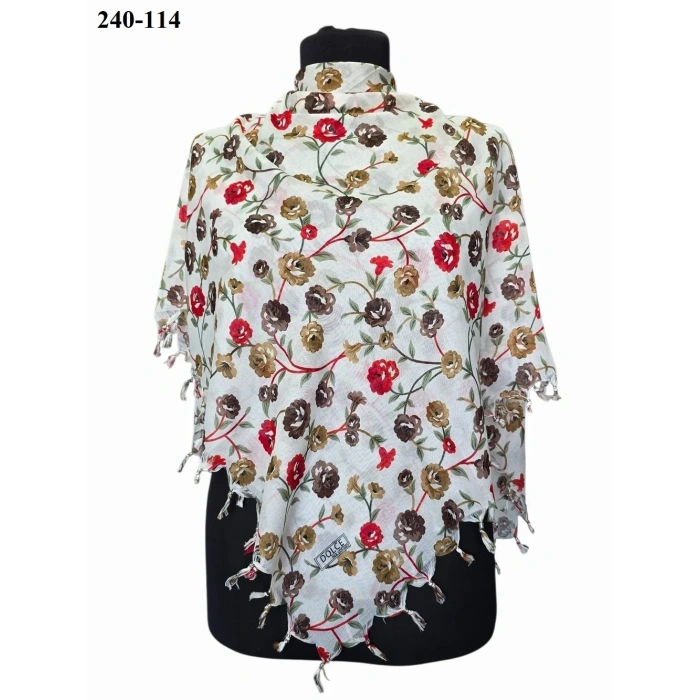 Dolce Life Desenli Sökme Boncuklu Eşarp 240-114