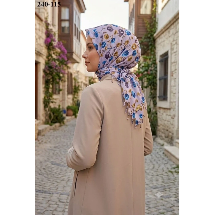 Dolce Life Desenli Sökme Boncuklu Eşarp 240-115