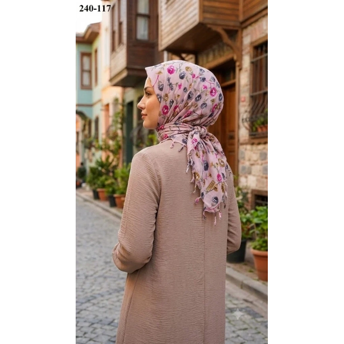 Dolce Life Desenli Sökme Boncuklu Eşarp 240-117