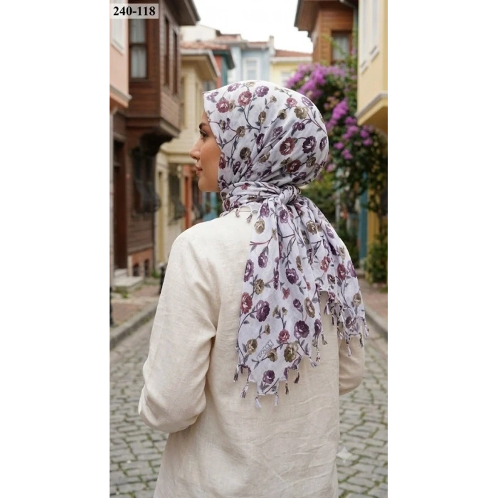 Dolce Life Desenli Sökme Boncuklu Eşarp 240-118