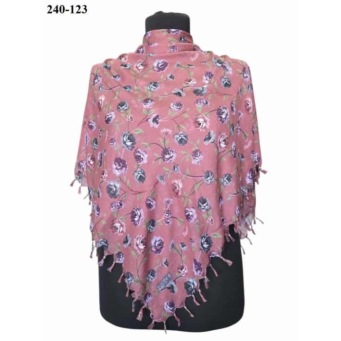 Dolce Life Desenli Sökme Boncuklu Eşarp 240-123