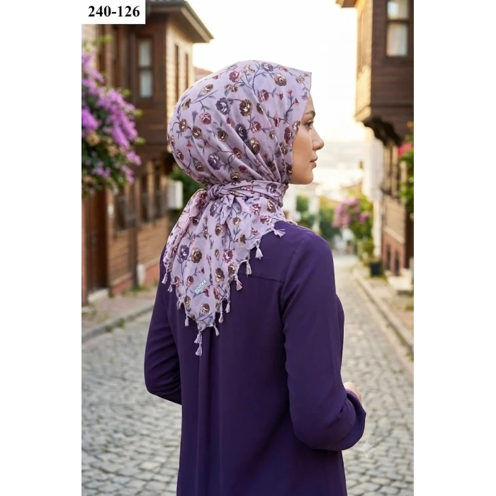 Dolce Life Desenli Sökme Boncuklu Eşarp 240-126