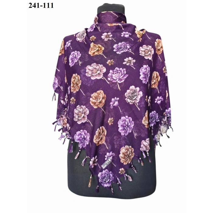 Dolce Life Desenli Sökme Boncuklu Eşarp 241-111