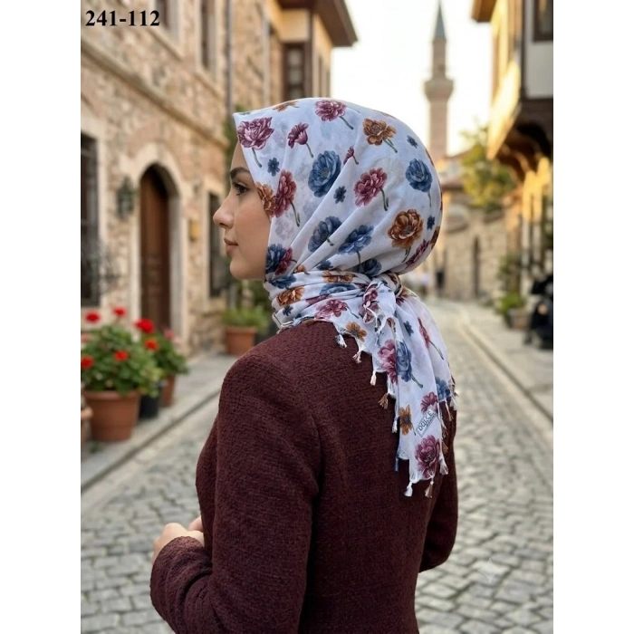 Dolce Life Desenli Sökme Boncuklu Eşarp 241-112